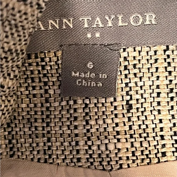 Ann Taylor 100% Linen Woven Textured Beige Blazer Sz. 6 - Picture 6 of 7